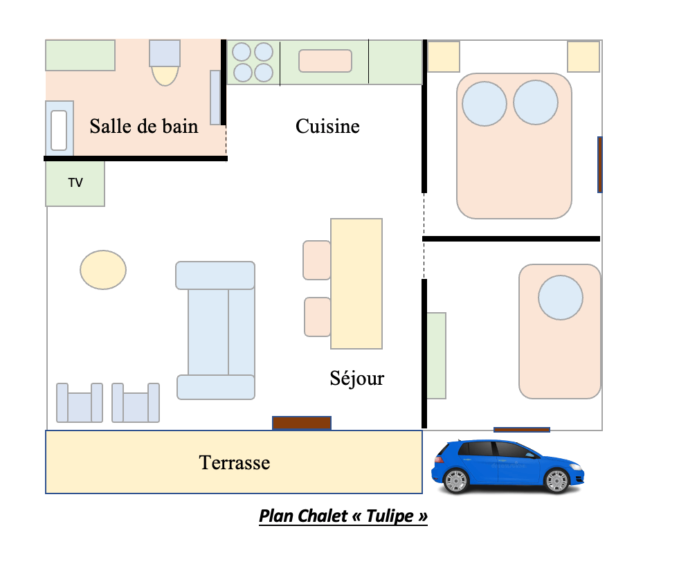 Le Vert Village - Plan Chalet Tulipe 3 personnes