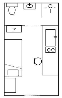 Le Vert Village - Plan Chambre meublée 1 personne